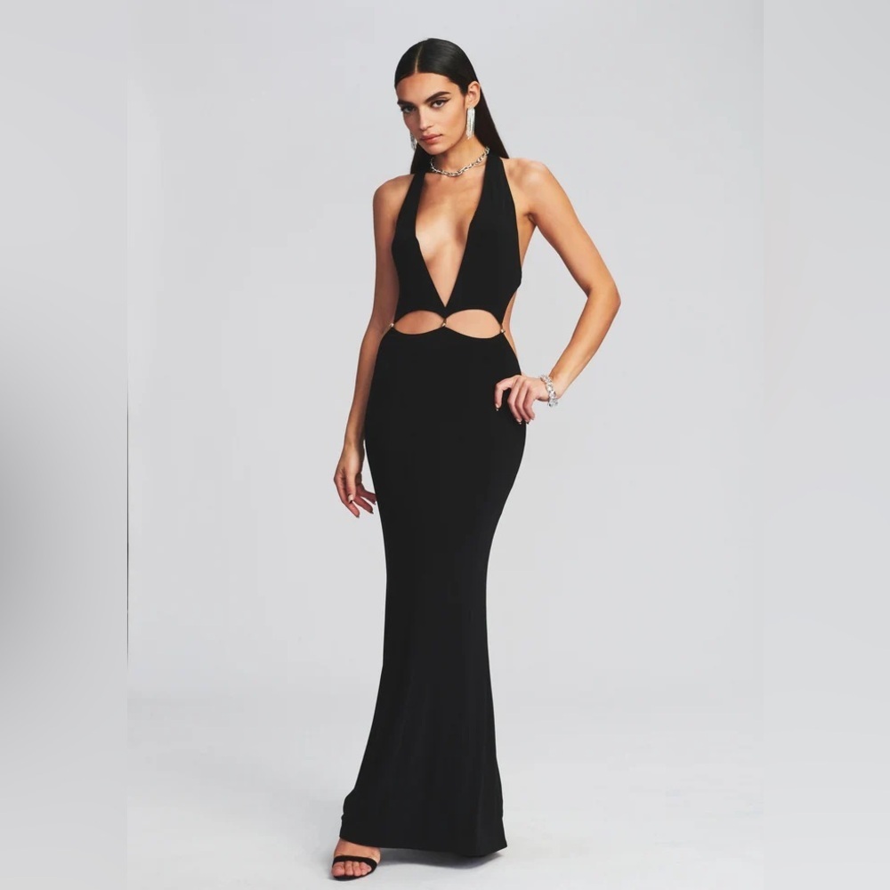 NWT Retrofete Adriana Dress Black Maxi Sleeveless Cutout Gown Size Small